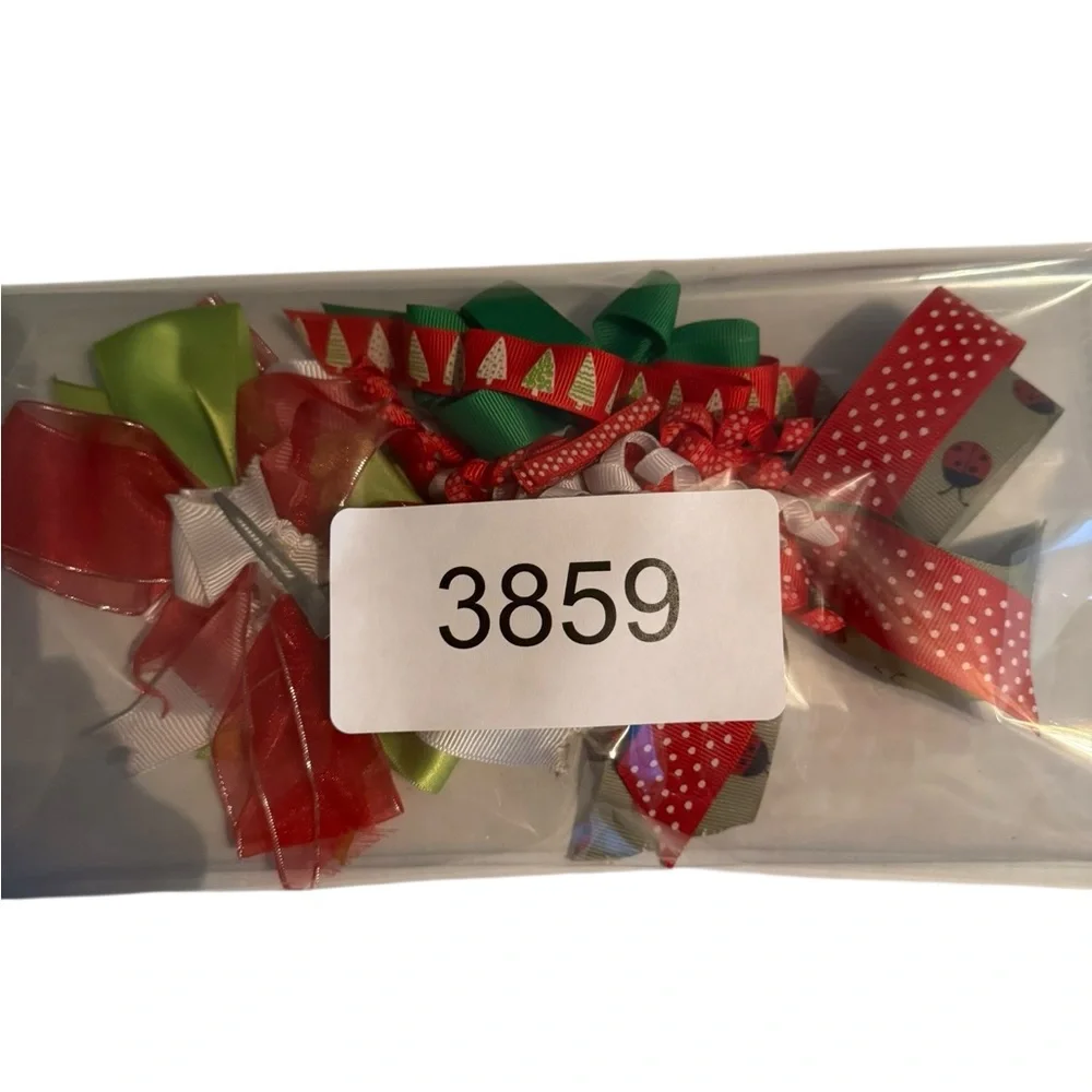 Girls Christmas Hair Bows‎ Handmade Holiday Snowman Santa Claus Red